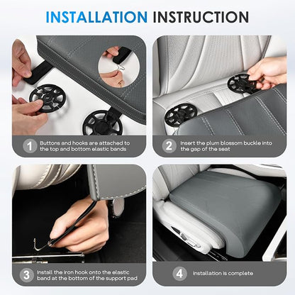 FLORICH Car Seat Extender Leg Extender Support Cushion for Driver Seats Office Chair, Leather Carseat Leg Support for Long Drivers Universal Car Seat Cushion Legs Rest Pads-Deep Grey