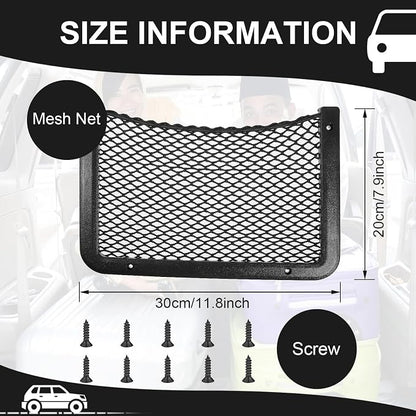 Frienda 2 Pcs Boat Storage Net Bag, ABS Plastic Car Framed Mesh Net Holder, Phone & Cargo Organizer with Screws for Auto, Rv, Boat, Pontoon, Truck Pocket Storage (12 x 8 Inch)