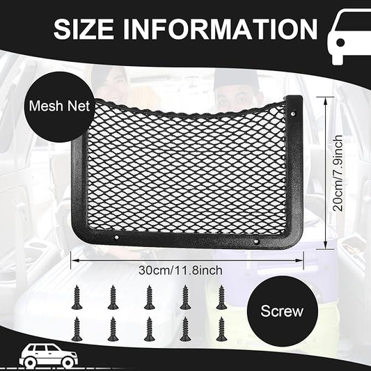 Frienda 1 Pc Boat Storage Net Bag, ABS Plastic Car Framed Mesh Net Holder, Phone & Cargo Organizer with Screws for Auto, Rv, Boat, Pontoon, Truck Pocket Storage (12 x 8 Inch)