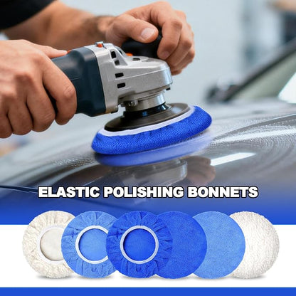 15 PCS Car Polisher Pad Bonnet 5 to 6 Inch, Car Polishing Bonnet Buffing Pads, Lamb Fleece Buffing Pad Cover, 10*Microfiber 5*Woollen