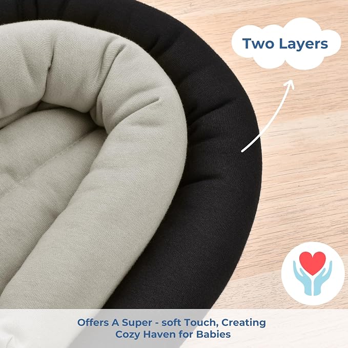 COOLBEBE Upgraded 2-in-1 Babybody Supports for Newborn Infant - Extra Soft Breathable Car Seat Insert Cushion Pad, Perfect for Carseat, Stroller, Swing, Bouncer, Black