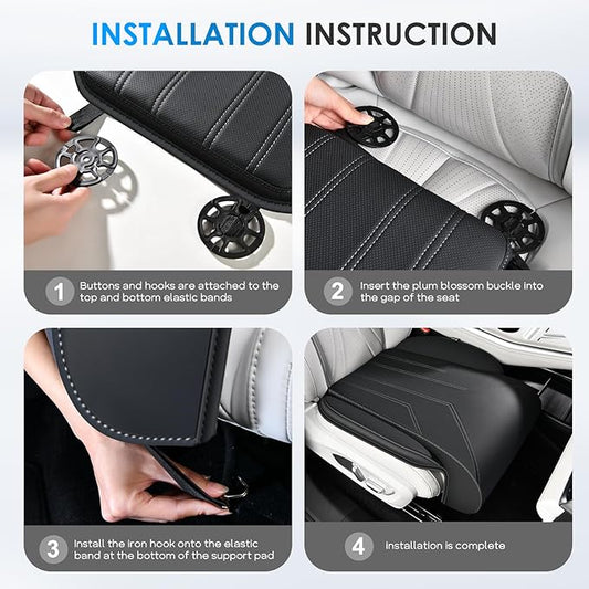 FLORICH Car Seat Extender Leg Support Cushion for Driver Seats Office Chair, Leather Memory Foam Widened seat Cushion for Long Drivers Universal Car Seat Cushion Legs Rest Pads-Deep Black