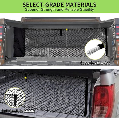 Cargo Net for Pickup Truck Bed, 50 x 17.7 inches, Compatible with Ford F150, F150/F250, Chevy Silverado, GMC Sierra - Upgraded Storage Bag