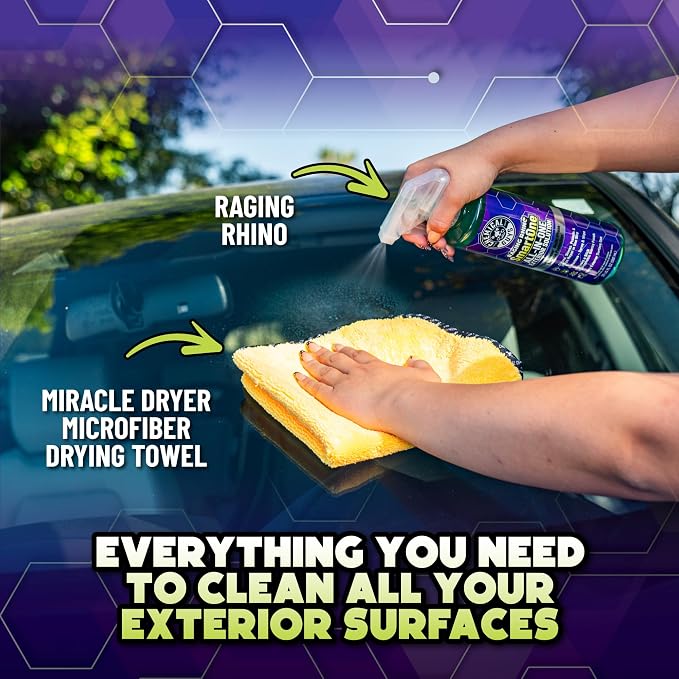 Chemical Guys Raging Rhino Waterless Car Wash And Quick Detailer Spray, No Rinse Exterior Cleaner For Paint, Glass, Wheels, Plastic, And Chrome, Spray And Wipe Shine, 128 Fl Oz