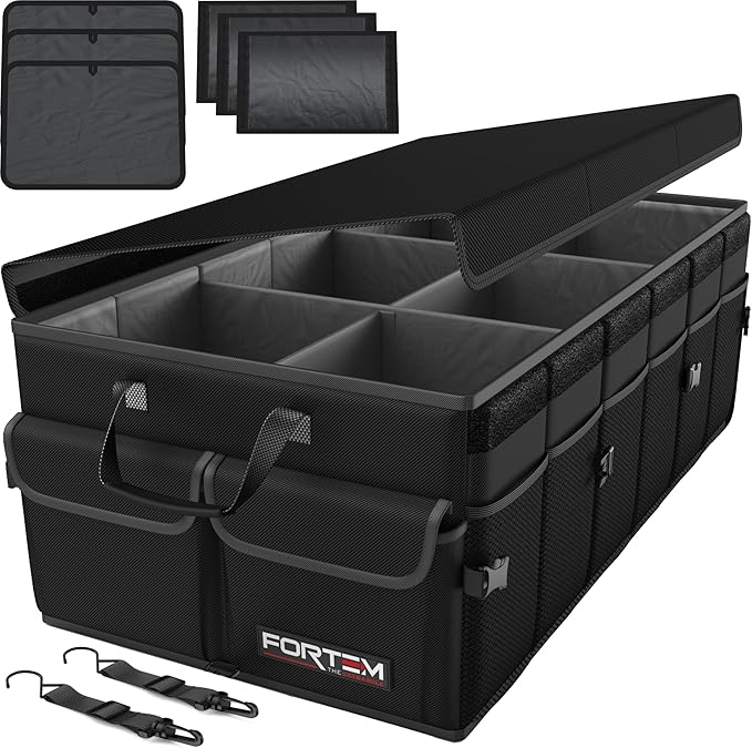 FORTEM Trunk Organizer For SUV Car Trunk Organizer, Foldable Storage, Car Accessories for Women Men, Collapsible Bag, 600D Oxford, Non Slip Bottom, Straps, Soft Cover (85L)