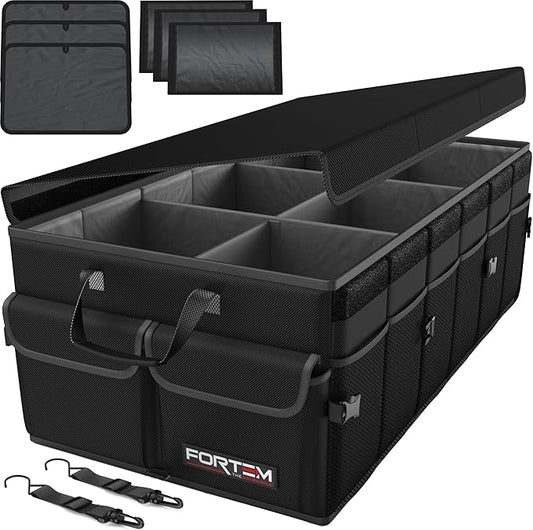 FORTEM Trunk Organizer For SUV Car Trunk Organizer, Foldable Storage, Car Accessories for Women Men, Collapsible Bag, 600D Oxford, Non Slip Bottom, Straps, Soft Cover (85L)