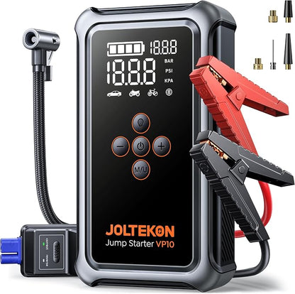 Car Battery Jump Starter with Air Compressor 6000A 150PSI, Car Jumper Starter Portable (All Gas/10L Diesel), Jump Box Car Battery with Auto-Shutoff Tire Inflator, Jumper Cables and Light