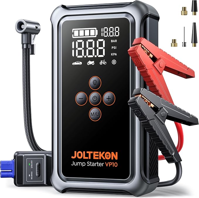 Jump Starter with Air Compressor, 5000A Portable Car Battery Jumper Starter(All Gas/10L Diesel) with 150PSI Auto-Shutoff Tire Inflator, 12V Jump Box
