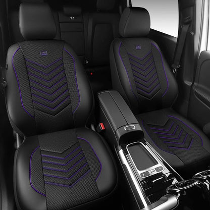 CAR PASS 3D Foam Mesh Leather Car Seat Covers Front Seats, Breathable Front Seat Cover for Cars, Comfortable Universal Fit for SUV Truck Sedan Automotive Anti-Slip Airbag Compatible, Black and Purple