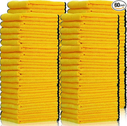 Tallew 60 Pcs Yellow Microfiber Towels: 16"x16" Microfiber Drying Towels Bulk Micro Fiber Car Cleaning Cloth for Cars Drying Washing Polishing Cleaning Household Supplies