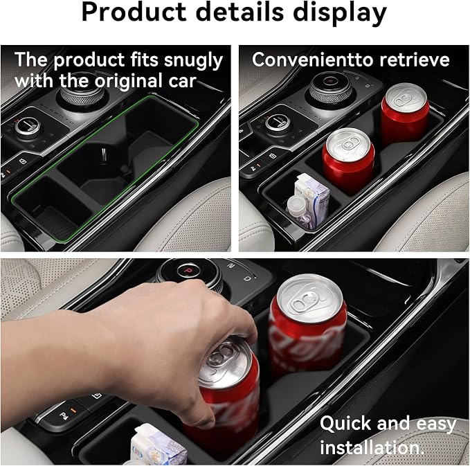 smabee Center Console Cup Holder Compatible with Kia Sorento 2021-2025 2026 Accessories TPE Drinks Holder Box Organizer Car Interior Black