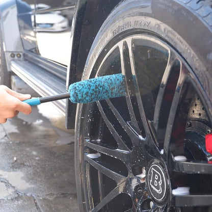 oesee 6PCS Car Wheel Cleaning Detailing Pro Kit, Tire Brush, 2 PCS Soft Wool Rims Brush, Detailing Brush, and Tire Dressing Pads, Scratch-Free & Multipurpose Tire Brush
