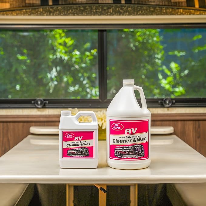 Gel Gloss RV Professional Grade One-Step Carnauba Cleaner Wax - Cleans, Protects & Enhances Finish - Restores Color & Shine - UV Inhibitors - Ideal for Scuff Marks - Use by Hand or Buffer - 32 oz