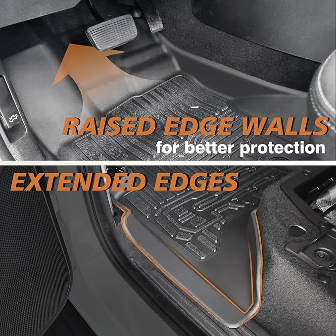 TripleAliners Truck Mat Compatible with 2024-2026 Ford Ranger SuperCrew Accessories, Floor Mats Heavy Duty Custom Fit All Weather Protection TPE Pickup Liner