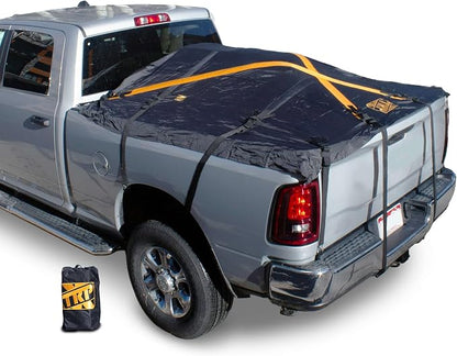 The Heavy Duty X-Cover by TRPx - Trailer and Truck Bed Cover Medium - Integrated Heavy Duty Black Tarp and Tie Down System. Fits: Short Bed, Standard Bed Trucks and Utility Trailers up to 6'6"