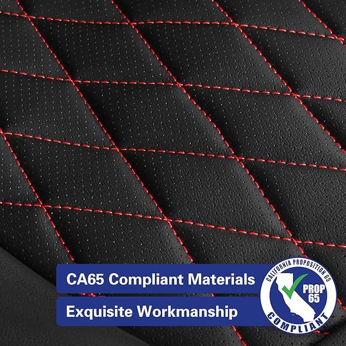 EKR Rav4 Seat Covers Custom Fit for Toyota Rav4 (Hybrid) LE/XLE Premium 2026, Leather Car Seat Cover Full Set for SUV,Faux Leather(Black with Red Piping)