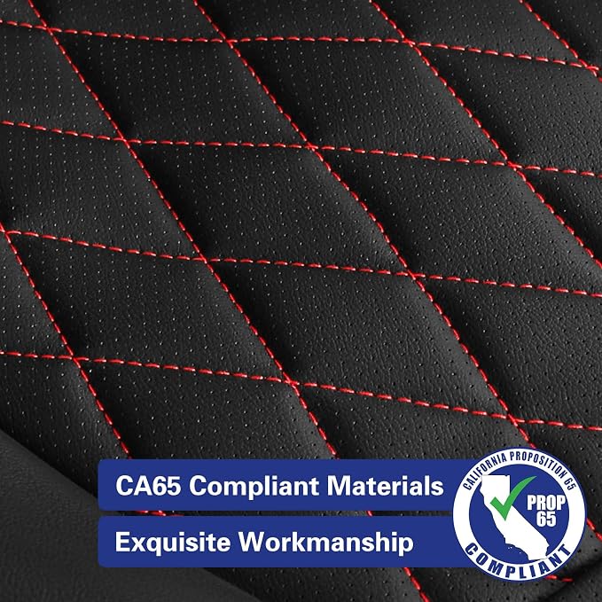 EKR Rav4 Seat Covers Custom Fit for Toyota Rav4 (Hybrid) Woodland/Limited 2026, Leather Car Seat Cover Full Set for SUV,Faux Leather(Black with Red Piping)