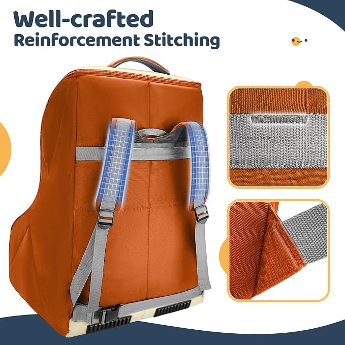 YOREPEK Carseat Travel Bag for Airplane, Large Carseat Bag Compatible with Chicco, Britax, Nuna Rava, Heavy Duty Car Seat Carrier for Airport, Padded Car Seat Backpack, Orange