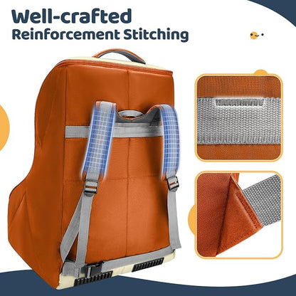 YOREPEK Carseat Travel Bag for Airplane, Large Carseat Bag Compatible with Chicco, Britax, Nuna Rava, Heavy Duty Car Seat Carrier for Airport, Padded Car Seat Backpack, Orange