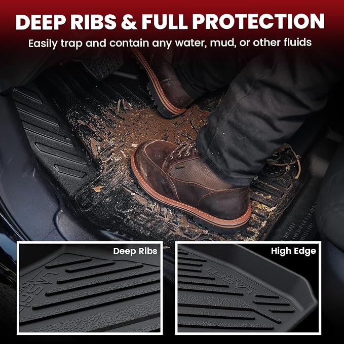 LASFIT Floor Mats & Cargo Mat for Nissan Sentra 2014-2019, Custom Fit TPE All Weather Easy Clean Durable No-Curling Floor Liners for Sentra 2019 2018 2017 2016-2014 Car Mats & Trunk Mat, Black