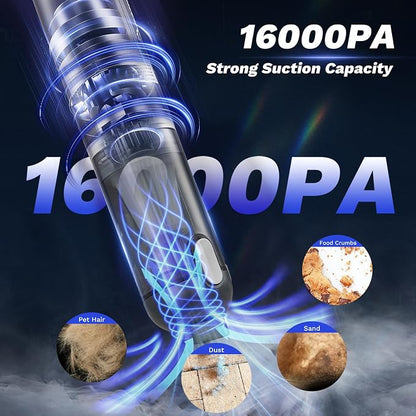 SakerPlus Mini Vacuum Cleaner,Cordless Car Vacuum, 4 in 1 Mini Vacuum Cleaner High Power 16000PA Suction Handheld Vacuum,Portable Vaccum with HEPA Filter for Cars,Desktop,Home HL159 (Grey)