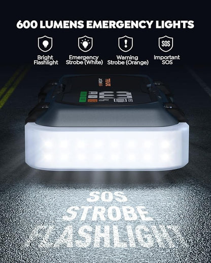 8000A Car Battery Jump Starter, Battery Jumper Starter Portable (All Gas/12L Diesel), 27000mAh 65W Charging Jump Box, Portable Car Jump Starter with 160W DC, 600LM Light, Extended Jumper Cables