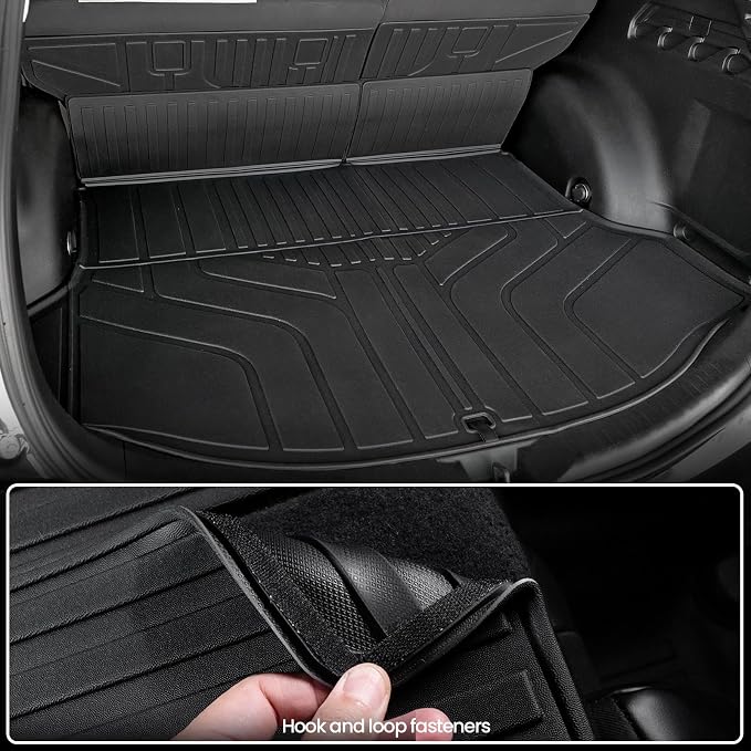 Floor Mats Set for 2013-2018 Toyota RAV4 Gas, All Weather TPE Floor Liners Trunk Mat Cargo Liner with Backrest Mat Door Sill Guards Accessories