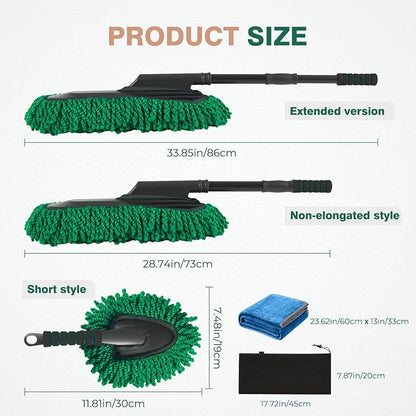 FLORICH Large Microfiber Car Duster Kit, Extendable Car Duster Exterior Scratch Free, Car Cleaning Brush Car Interior Detailing Kit, Car Cleaning Supplies for Cars RV Truck Boat