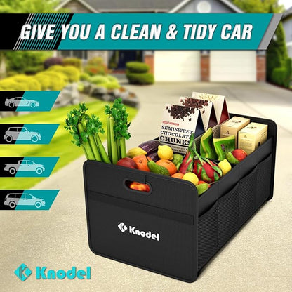K KNODEL Car Trunk Organizer, Foldable Organizer for Car, Automotive Consoles & Organizers, Storage with Reinforced Handles (Small, Black) (Pack of 2)