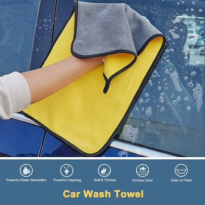 YeewayVeh Car Wash Brush Mop with Long Handle, Car Wash Kit with 2 Chenille Mop Heads, 15° Curved Extension Pole Scratch-Free Microfiber Mitt Sponge Car Cleaning Supplies Accessories, Yellow/Black