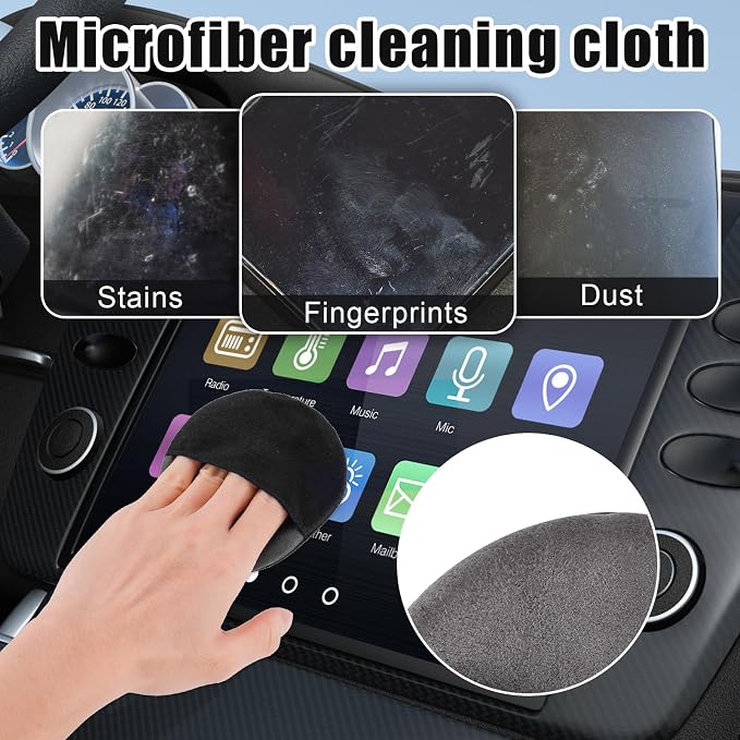 PEUTIER Car Screen Cleaner Cloth, Microfiber Car Accessories Cleaning Pads Round Car Touch Screen Cleaner Wipes for Auto Car Interior Dashboard Display Cleaning