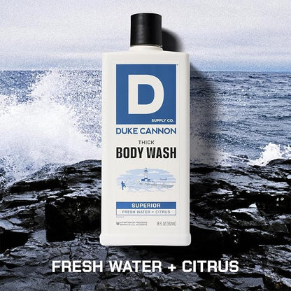 Duke Cannon Supply Co. Thick High Viscosity Body Wash – 3X Thicker, Cleansing Shower and Bath Gel, Mineral-Enriched for Men – Men’s Body Scrub – Superior