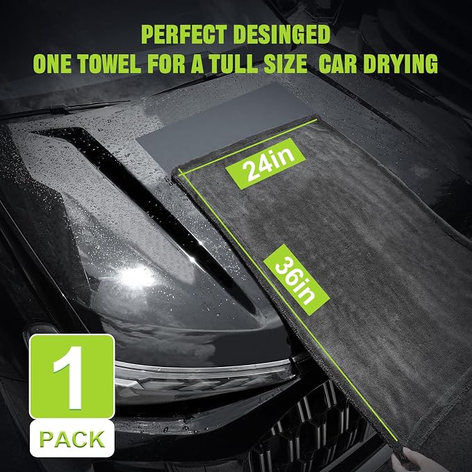 TTRCB Car Wash Kit, 2 Pack Car Drying Towel (36" x 24" & 16" x 16"), Car Wash Mitt, 1300 GSM Microfiber Towels for Cars, Ultra-Absorbent, Streak Free, Car Cleaning Detailing Supplies for SUVs, Trucks