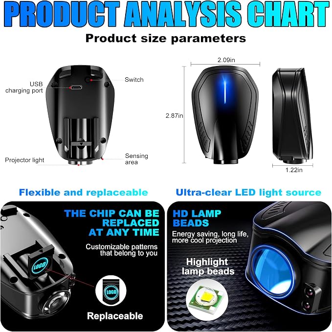 Car Door Lights,Door Lights Logo Projector Rechargeable,Car Door Projector Lights,HD Car Welcome Light for Cars Use At Night 2pcs. (for Au-dd-i)