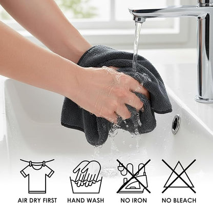 Yours Car Drying Towel, Double-Sided Microfiber Towel for Cars, Ultra Absorbent, Lint-Free, Streak-Free, Reusable, 23.6 x 63 in, Black (X Large)