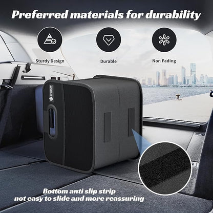 Sposuit Trunk Organizer for Car - Collapsible Split Trunk Storage with Reinforced Handles, SUV Trunk Organizers for Grocery Cargo(Black, 2Pack)