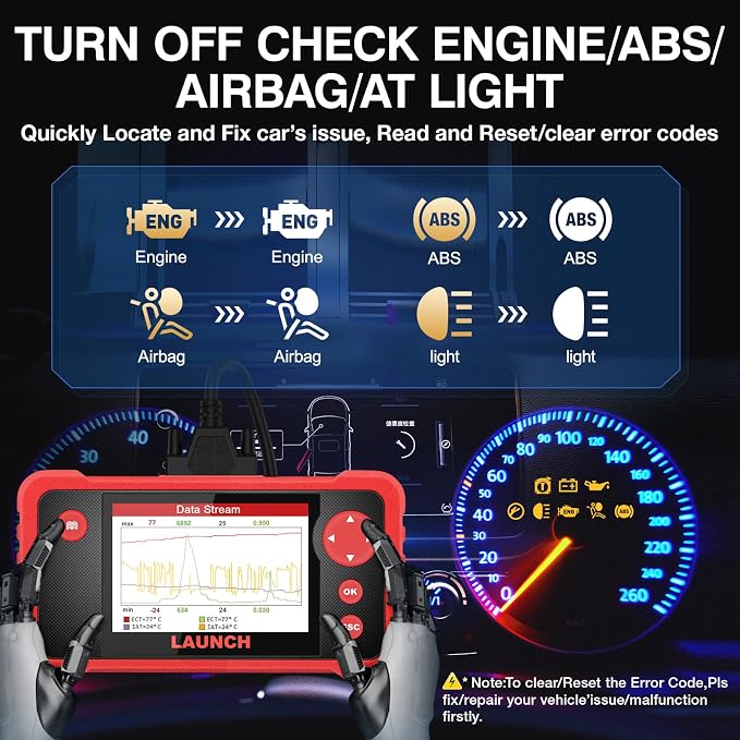 LAUNCH CRP123 V2.0 OBD2 Scanner-2026 New Model Engine/ABS/SRS/Transmission Diagnostic Scan Tool SRS Airbag Code Reader,3 Reset Oil Service/Throttle Relearn/SAS Reset,Lifetime Free Update