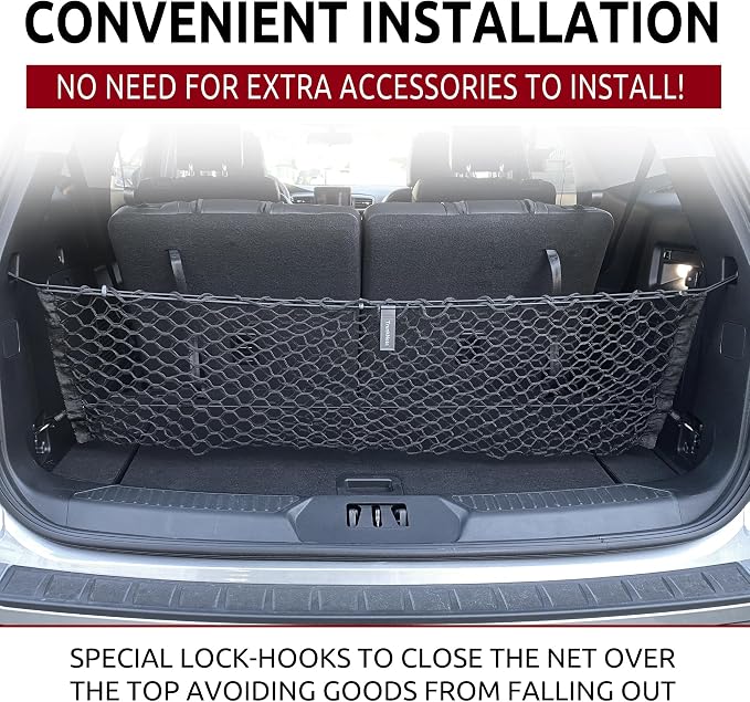 Envelope Style Trunk Mesh Cargo Net for Ford Explorer Base ST XLT 2020-2024 - Car Accessories - Premium Trunk Organizers and Storage - Cargo Net for SUV - Vehicle Carrier Organizer for Ford Explorer