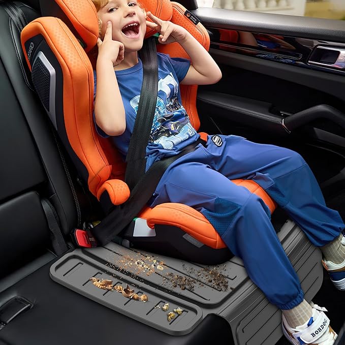 insefocc TPE Car Seat Protector for Child Car Seat, Waterproof Anti‑Slip No Imprints Car Seat Cover, Universal Booster Seat Protector for Baby & Pet, BPA‑Free Under Seat Car Mat（Black 2pc）