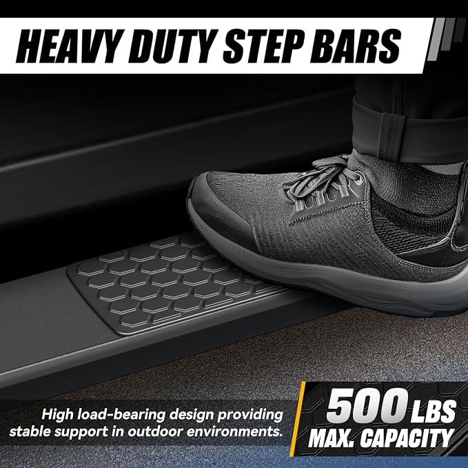 Auto Dynasty Running Boards 5.5 Inches Side Step Nerf Bar for Truck Compatible with Ford F250 F350 F450 F550 Super Duty Extended Cab 1999-2016, Stainless Steel, Black Powdercoated