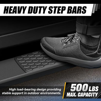 Auto Dynasty Running Boards 5.5 Inches Side Step Nerf Bar for Truck Compatible with Ford F250 F350 F450 F550 Super Duty Extended Cab 1999-2016, Stainless Steel, Black Powdercoated