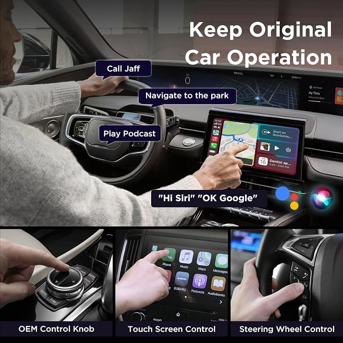 MSXTTLY 2in1 Wireless Carplay Adapter Android Auto Wireless Adapter, Mini USB Small Dongle Fast Auto Connect, Car Play Adapter for Apple iPhone iOS & Android 11+, OEM Wired Car Model 2017+(Black)