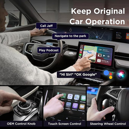 MSXTTLY 2in1 Wireless Carplay Adapter Android Auto Wireless Adapter, Mini USB Small Dongle Fast Auto Connect, Car Play Adapter for Apple iPhone iOS & Android 11+, OEM Wired Car Model 2017+(Black)
