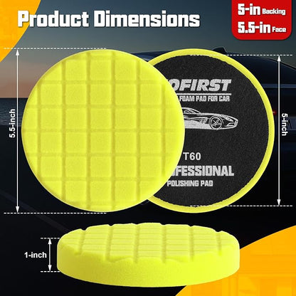 Polishing Pad, 3Pc Buffing Pads for Car Polisher Boat Compounding, Polishing and Waxing (Yellow T60)