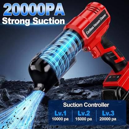 Cordless Handheld Vacuum Cleaner for Milwaukee 18V Battery: 3-Speed Modes Portable Vacuum with 20kPa 105AW Powerful Suction for Car, Pet Hair, Home Cleaning (Tool Only)