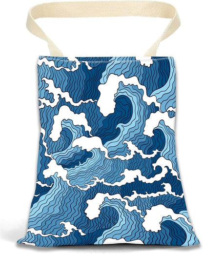 Car Garbage Can, Hanging Car Trash Can Bag for Back Seat Organizer, Cute Blue Sea