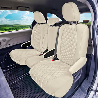 FH Group Custom Fit Car Seat Covers Specifically Made for Toyota Sienna 2011-2020, Car Seat Cover 2nd Row Set, 8 Seater Automotive Seat Covers in Solid Beige Neoprene, Waterproof and Washable