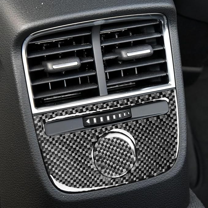Real Premium Carbon Fiber Compatible with Audi A3 S3 RS3 8V 2013 2014 2015 2016 2017 2018 2019 Car Rear Center Console air Conditioning Vents Decor Cover Auto Interior Accessories Black