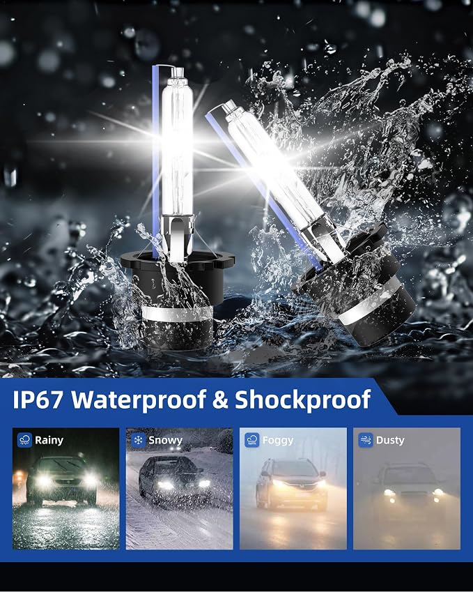 Sinoparcel New D2S Xenon HID Headlight Bulbs High Low Beam - 8000K 35W 66240 85122UB 66040 Replacement Lights - Pack of 2