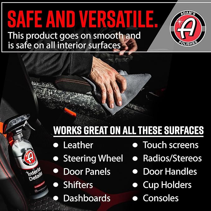 Adam's Polishes Interior Detailer 16 fl. oz - Total Car Cleaner, Protectant & Dressing | All Purpose Leather Conditioner | Vinyl, Dashboard, Screen, Seat Cleaner & More - Pack of 2